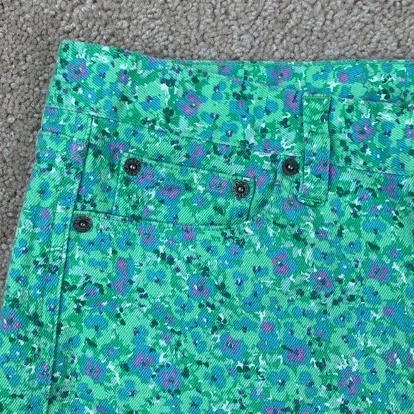 J. Crew green and purple floral denim shorts sz 12 - Picture 2 of 7